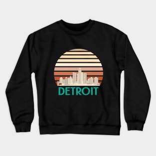 Detroit city skyline skyscraper vintage Crewneck Sweatshirt